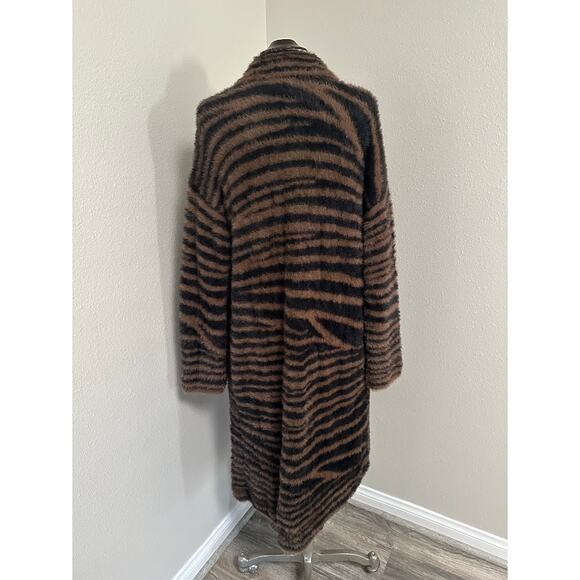 Sanctuary Statement Coat Zebra Stripe Brown and Black Size Small - Picture 3 of 8